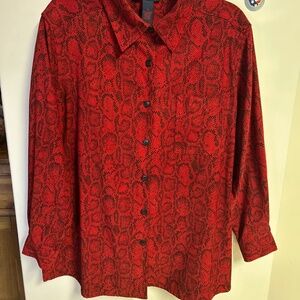 Denim & co blouse 1X red snake print